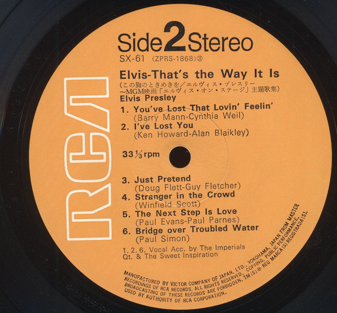 Elvis Presley  Thats The Way It Is : LP B